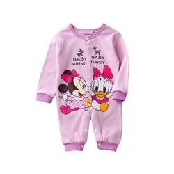 Disney Minnie Baby Girl Onesie Kigurumi Pajamas for Newborn Children Flannel Sleeping Bag Winter One-piece Jumpsuit Baby Romper