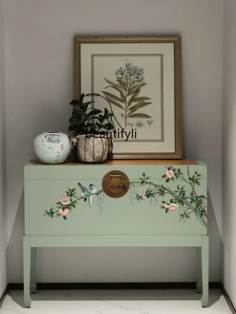new yj New Chinese Style TV Bench for Bedroom Hall Cabinet Pure Hand Drawing Antique Storage Cabinet Side Cabinet ss 26
