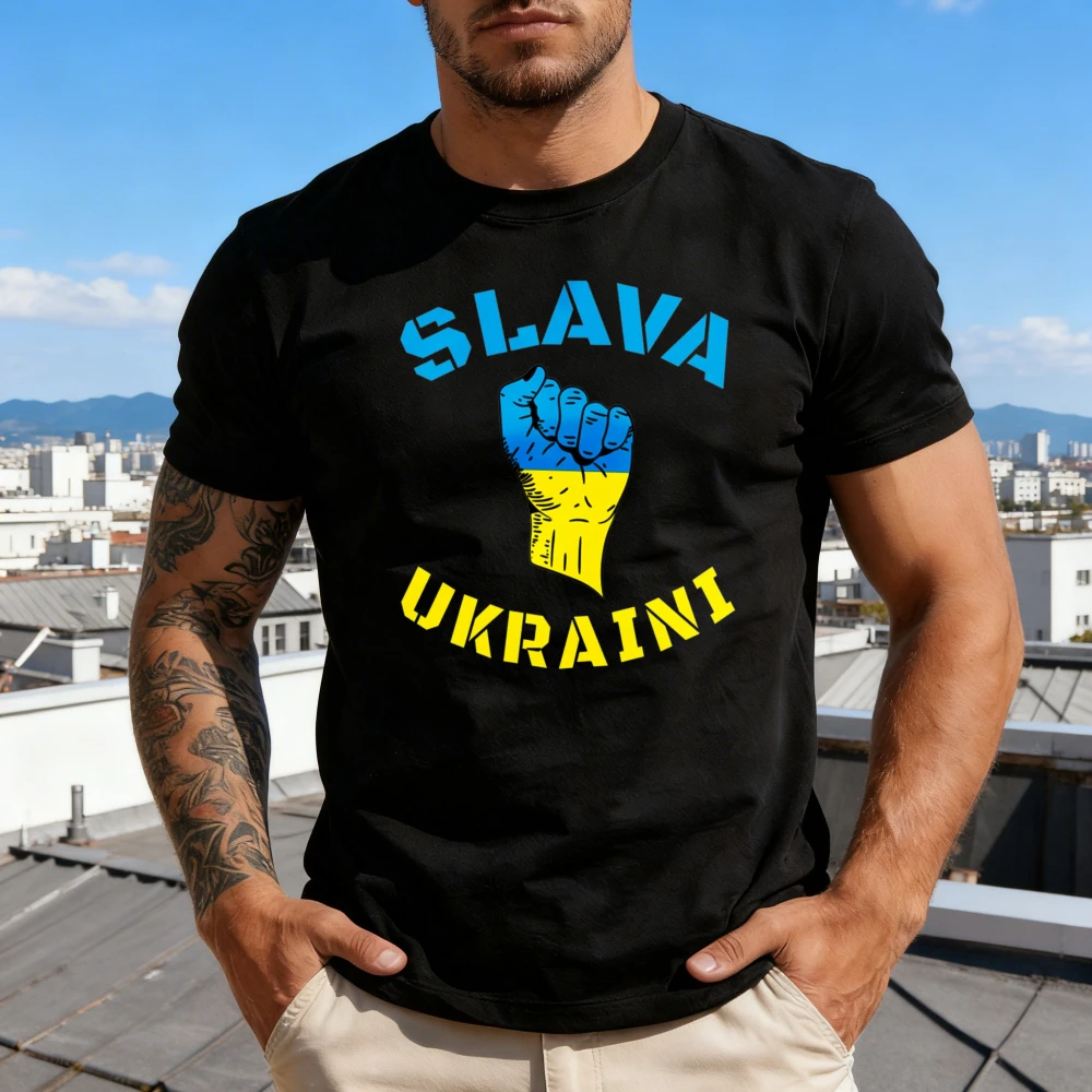 SLAVA UKRAINI Tshirt Ukraine Creative Design T-shirt Ukraine Flag Printed Shirt Men Women Universal Fashion Casual Crewneck Tee
