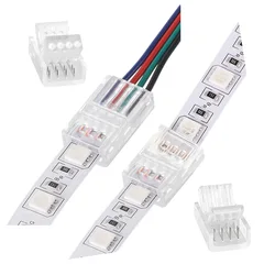 5PCS Welding Free Led Strip Quick Connector 2pin 3pin 4in 8mm 10mm Connection For Single Color RGB RGBIC Led Tape Light