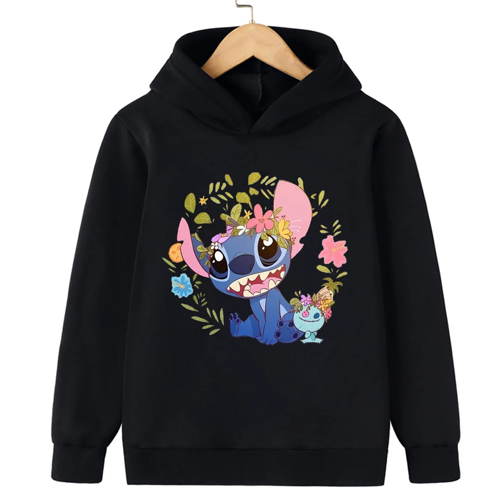 

Autumn and Winter Kawaii Boys Girls Harajuku Cartoon Hoodies Warm Children's Clothes with Cute Stitch Prints