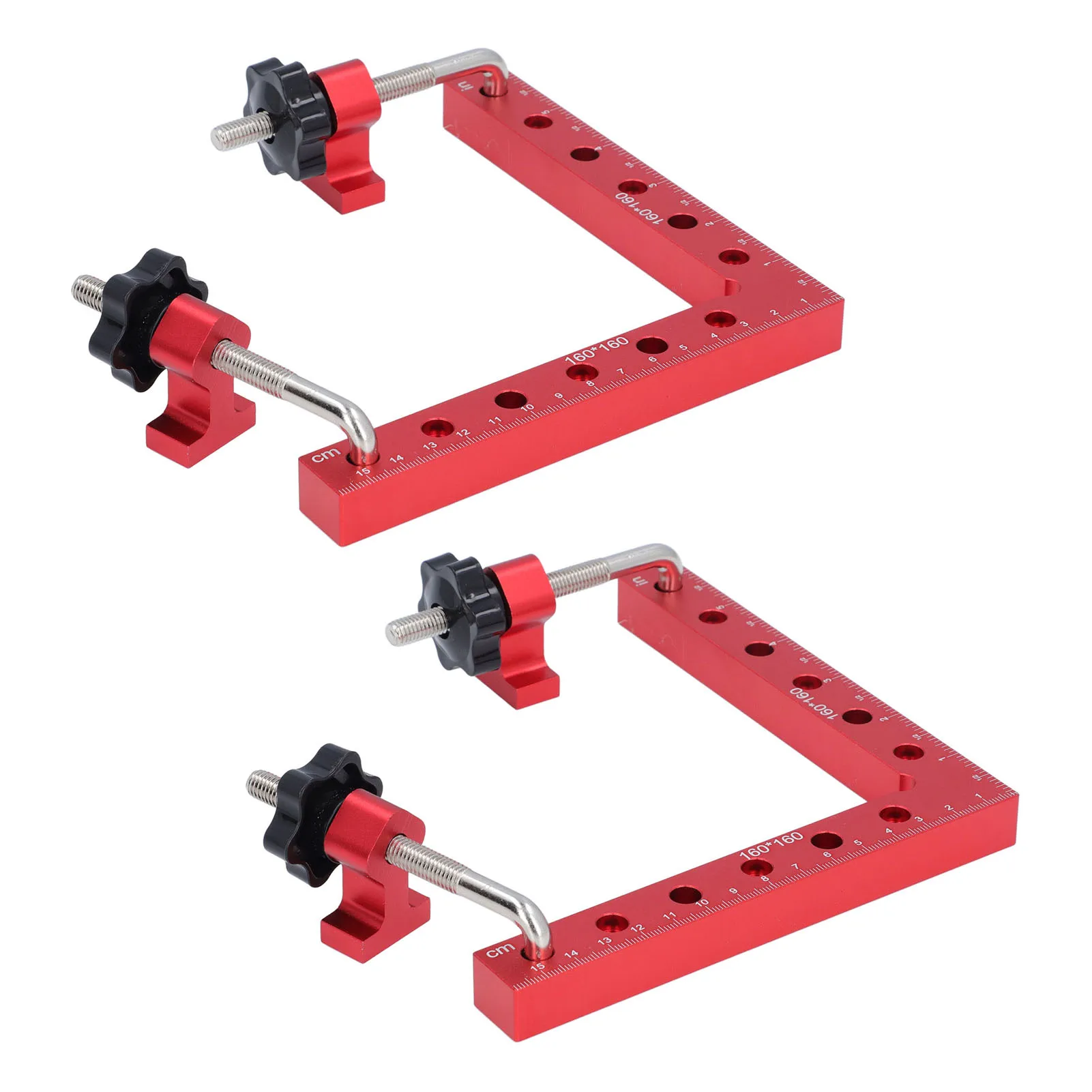 2 Set 160 X 160mm Clamping Squares Aluminum Alloy 90 Degree Corner Clamp Set Metric and Imperial Scale Woodworking Tools