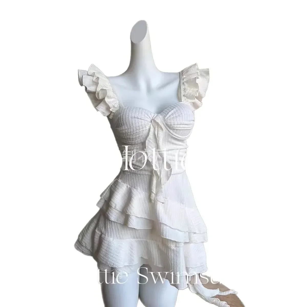 첫사랑 흰색 드레스 고품질 휴가 순수한 욕망 원피스 수영복 비키니 보수적 인 고기 커버 슬리밍 Hot Sprin