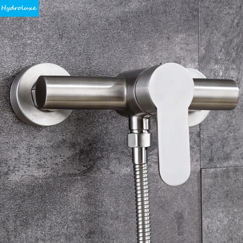 

Bathroom Shower Faucet Valve A Silver Stainless Steel Rain Shower Bath Faucet Toilet Triple Hot and Cold Faucet Bath Accessories