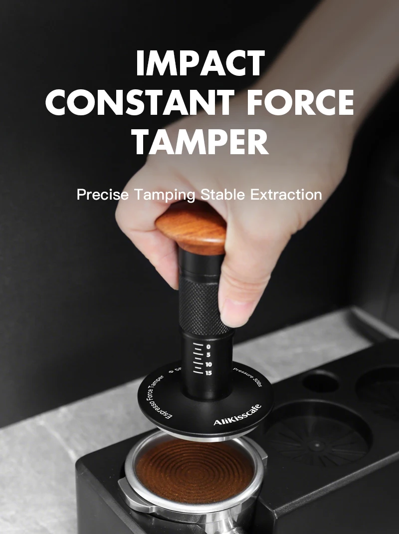 AliKisscafe Kaffeestampfer, kalibrierter Impact 4 Feder-Stampfer mit konstantem Druck, 30lb, 51mm, 53.3mm, 58.5mm, Espresso-Zubehör, Barista-Werkzeug – Detail 1