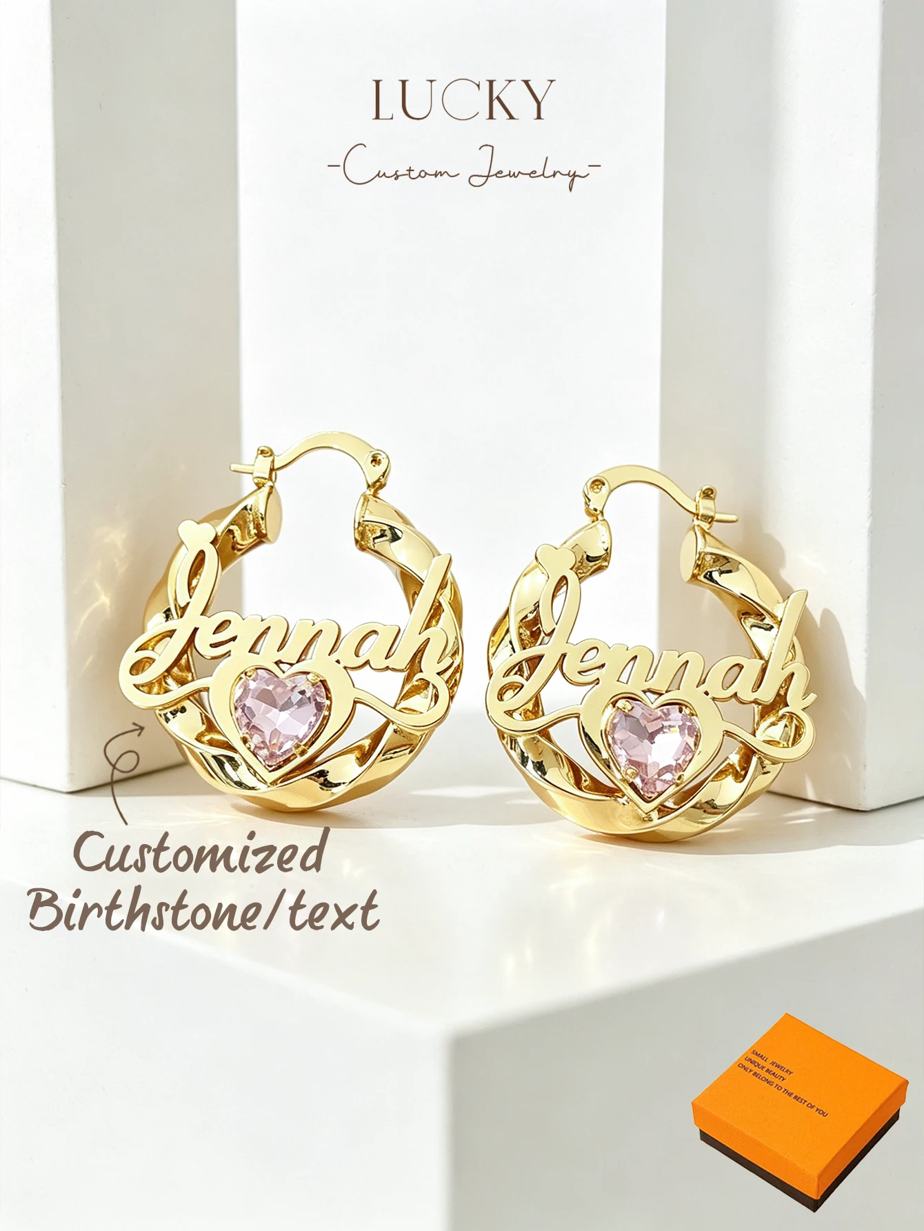 1 set of DIY custom women's name earrings, customizable names, simple daily style, product includes gift box, suitable for daily