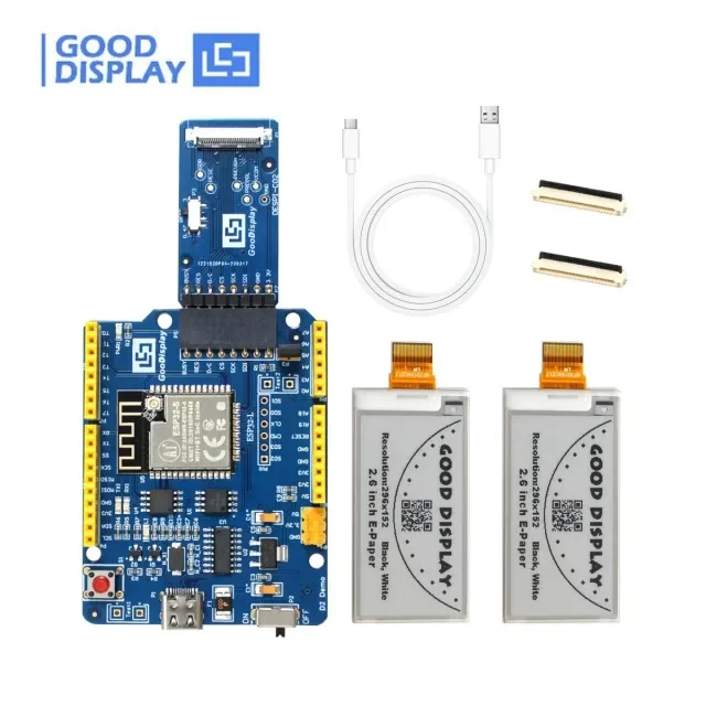 

ESP32 Platform 2.6 Inch USB 296x152 SPI E Paper Screen, 2pcs GDEW026T0D with ESP32 Demo Kit ESP32-L(C02)