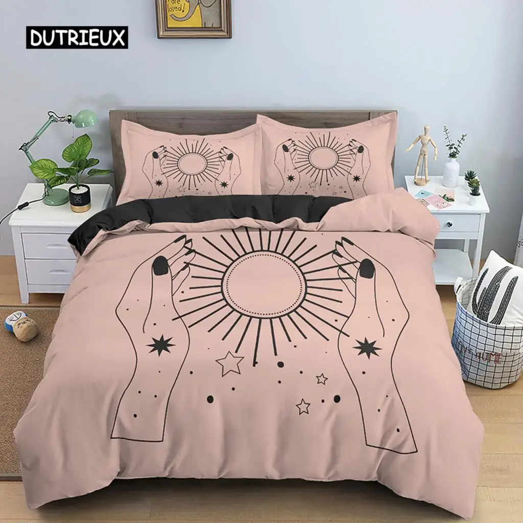 

Sun and Moon Duvet Cover Set Exotic Mandala Divination Theme Queen King Size Quilt Cover 2/3Pcs Soft Polyester Comforter Cover