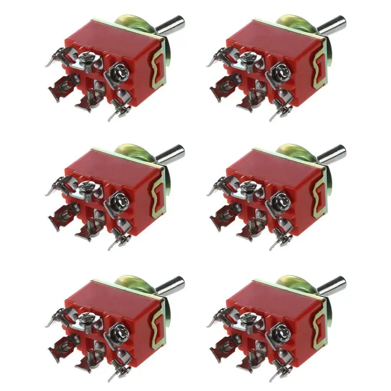 A53Q-6X AC 250V 15A Latching 3 Way On-Off-On Single Pole Double Throw Toggle Switch Orange