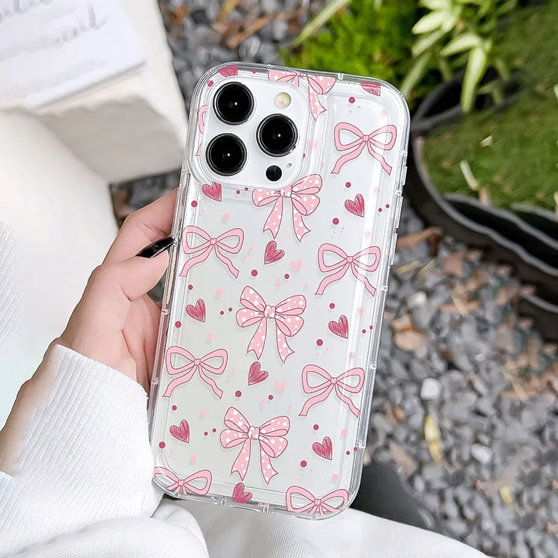 943-Creative Bow Pattern Phone Case for Apple iPhone 16/11/12/13/14/15/15Pro/15 Plus/15 Promax