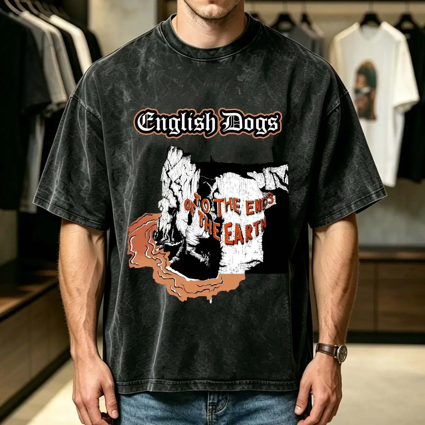washed T Shirt VINTAGE 80s 1984 ENGLISH DOGS PUNK ROCK HARDCORE TOUR CONCERT PROMO GBH vintage Washed Versatile Stretched