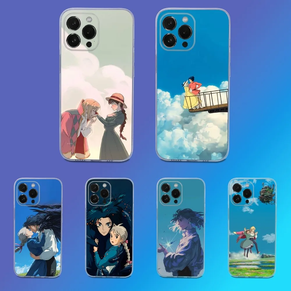 

H-Howls M-Moving C-Castle Phone Case For iPhone 16,15,14,13,12,11 Pro,Max,Plus,X,XS,XR,SE,Mini Transparent Silicone Soft