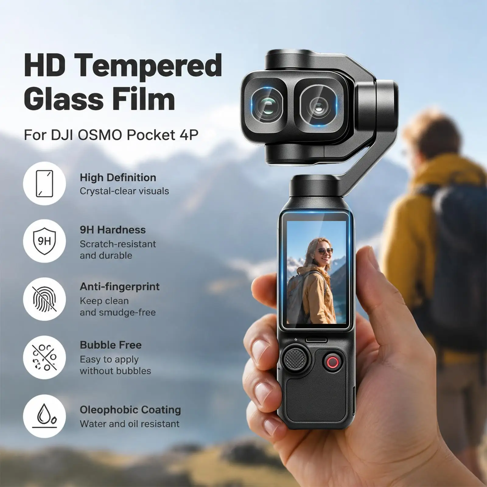 PULUZ 9H 2.5D HD Tempered Glass Lens Protective Film For DJI OSMO Pocket 4P/XTRA Muse 2 Pro Lens Protector + Screen Film