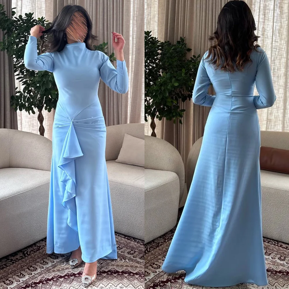 

Customized Jiayigong Sparkle Exquisite Evening Jersey Draped Prom A-line High Collar Bespoke Occasion Gown Midi Dresses