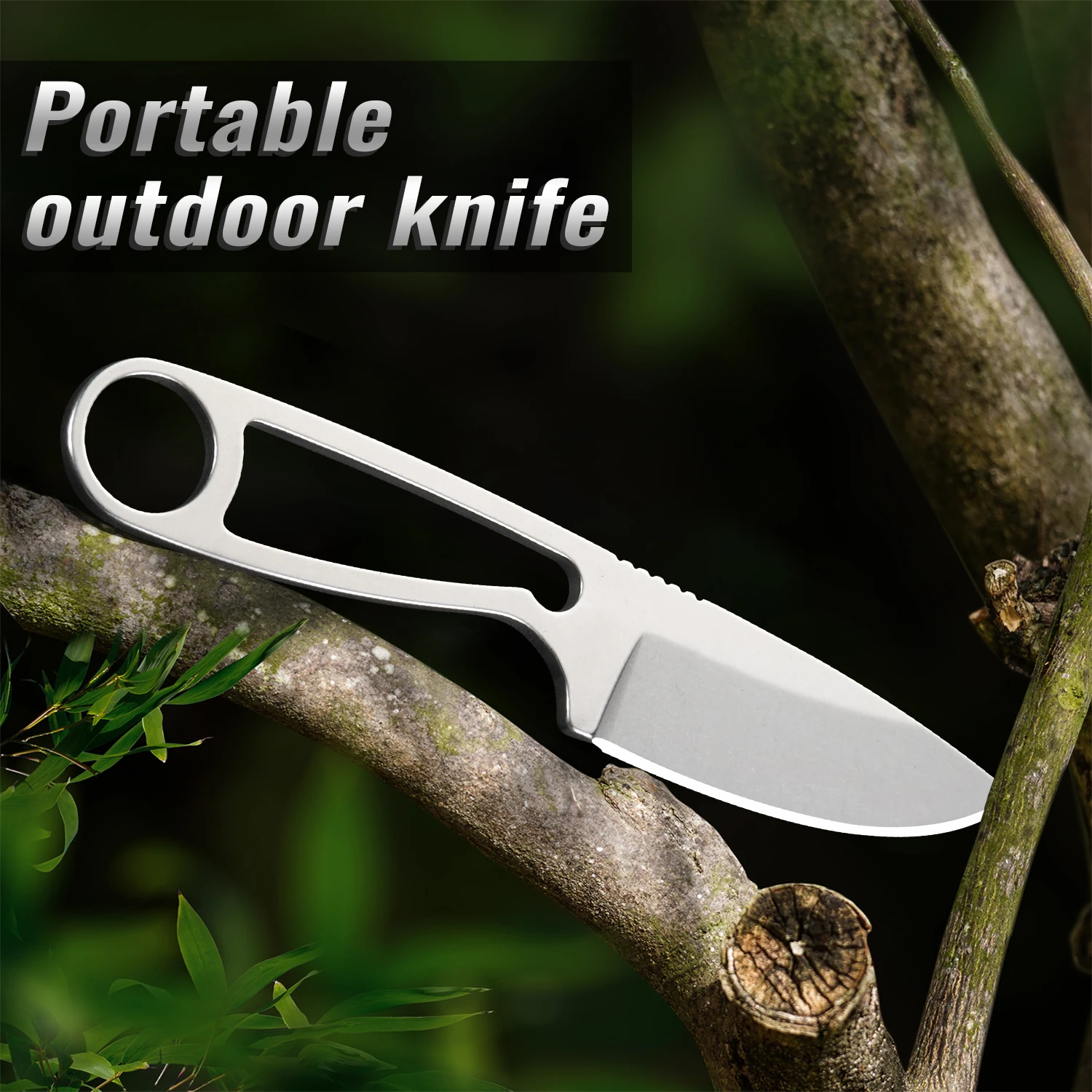 Outdoor Camping Fixed Blade Knife,Hollow-out Design,High Hardness & Durable,for Hiking,Trekking,BBQ,Fishing and Collectible Gift