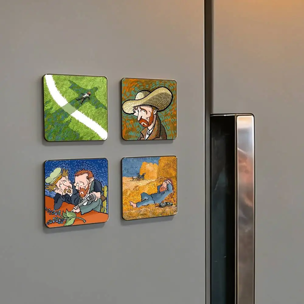V-Van G-Gogh Sternenhimmel für Kleidung, Kühlschrankmagnete, personalisierter Kühlschrankmagnet, quadratische Form, Dekoration für Kühlschrank, Wand und Tür
