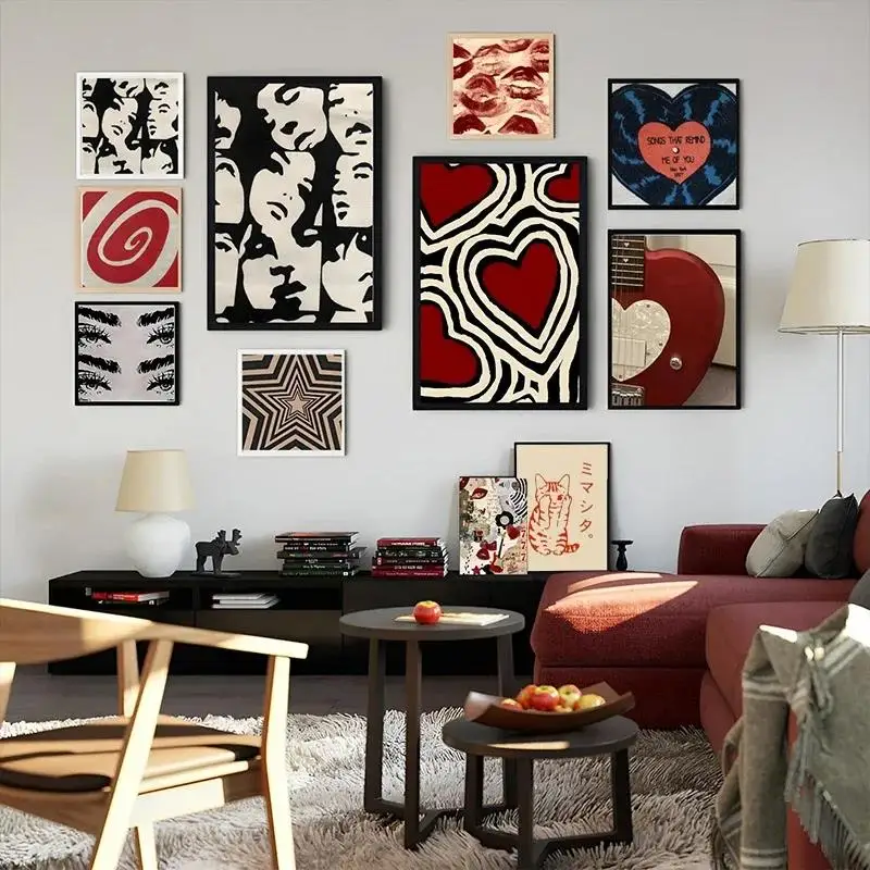 Posters Y2K Rock Style Canvas Painting Abstract Living Room Bedroom Retro Music Wall Art Decor Downtown Girl Aesthetic Print