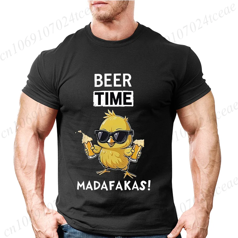 Sommer männer Casual T-Shirts Betrunkenes Küken Bier Gedruckt Sport T-Shirts Bequeme Kurzarm T-shirt Bier Zeit Madafakas Hemd