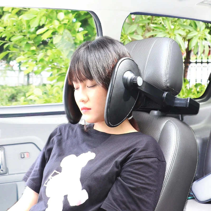 Adjustable sleep headrest, neck support pillow, polyurethane leather, 360 degree soft memory foam on both sides