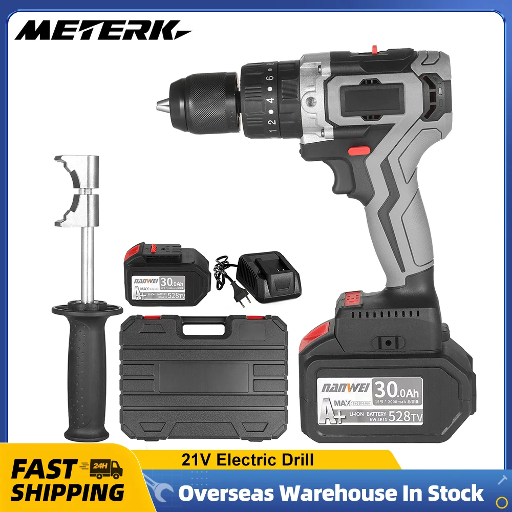 Дрель ударная аккумуляторная, максимальный крутящий момент 21 в, 200 нм, 20 + 3 положения, диапазон 0-1550RMP, Отвертка с регулируемой скоростью, с ящиком для инструментов