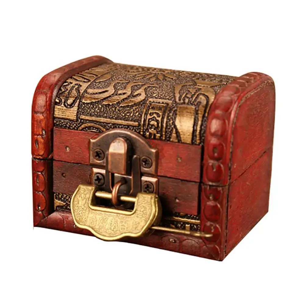 Organizer Case Jewelry Vintage Storage Box Engraved Treasure Holder with Lock