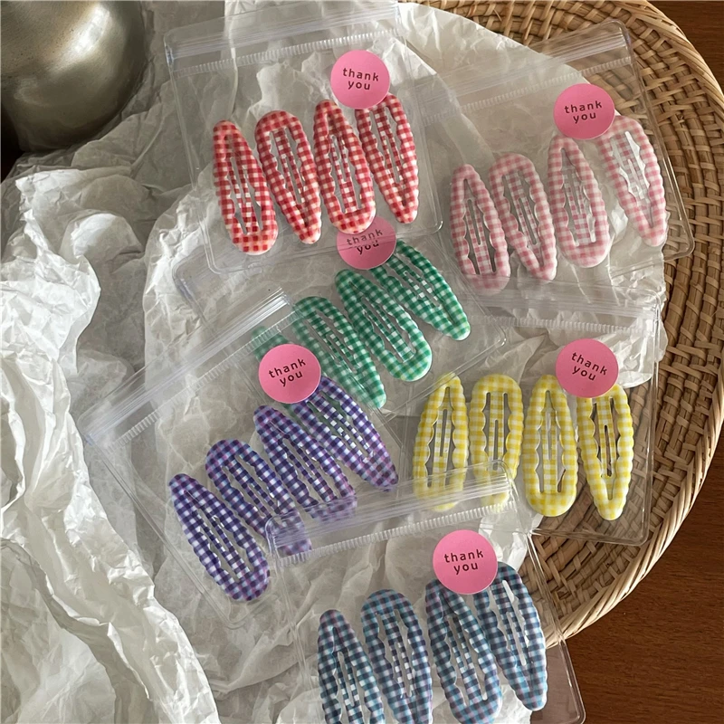 

Cute Student Girl Hair Accories BB Clip Set Faionable Color Blo Plaid Waterdrop Hair Clips College Sle f Updo