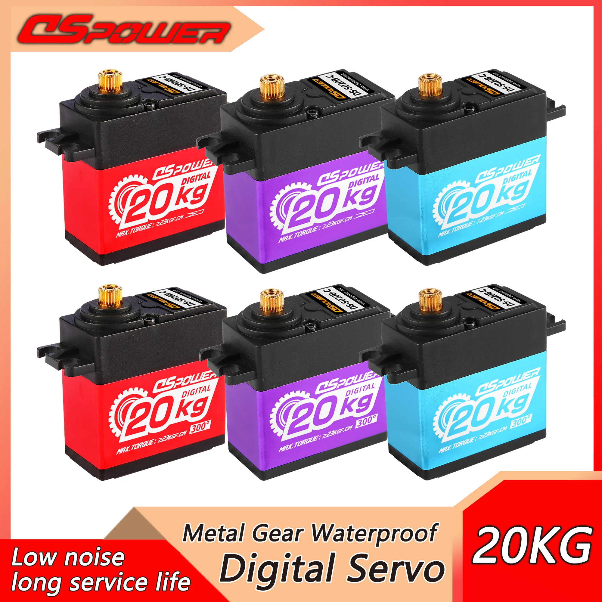 

DSpower 20KG Half-aluminum Frame Digital Servo Waterproof Metal Gear 180/300 Degree Servo for RC Cars Airplane Boat Robot Wltoys