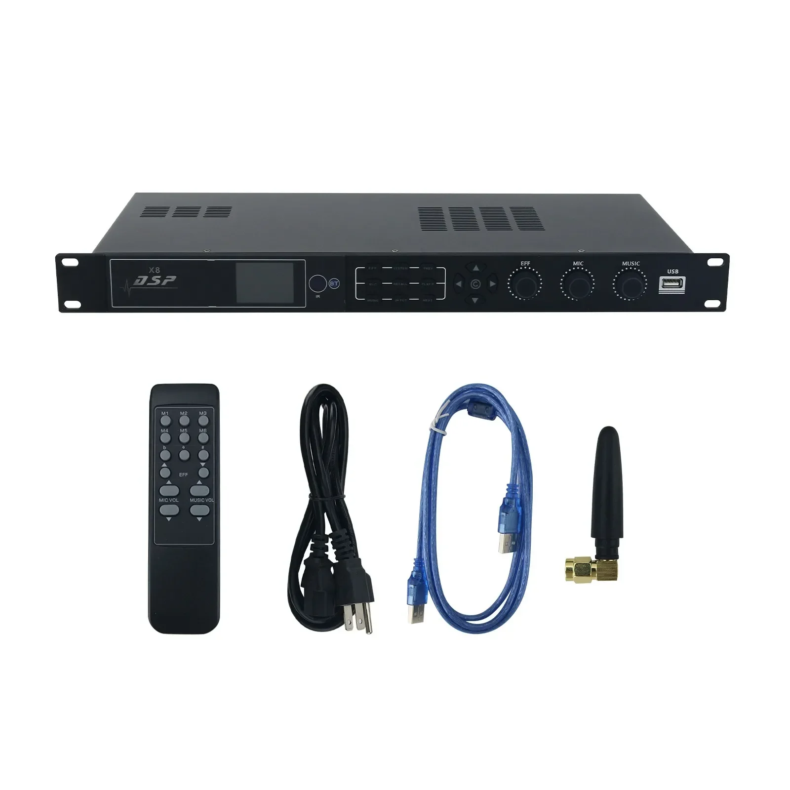 In stock X8 32-Bit DSP Wide Frequency Band BT Audio Processor Professional Digital  Processor with Remote Control