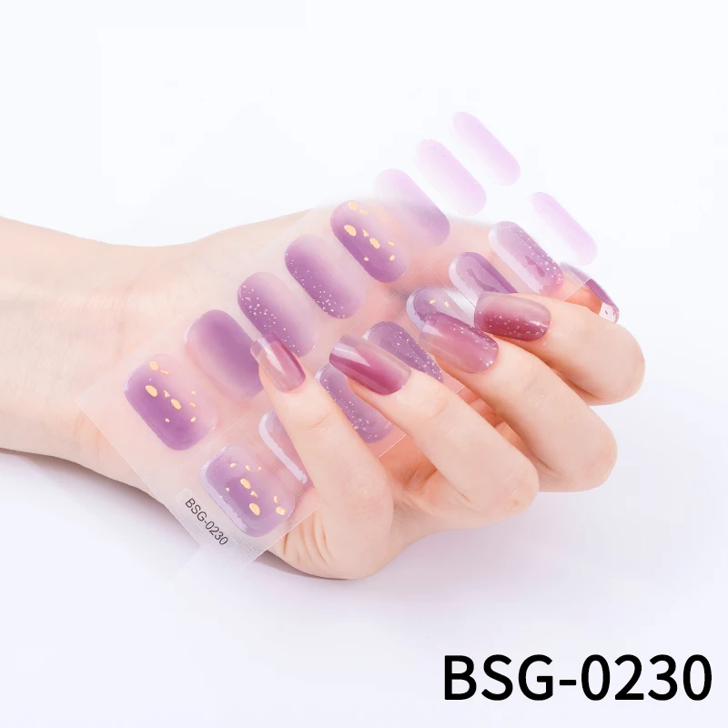 Bandes Autocollantes pour Ongles en Gel Semi-Durci, Patch de Manucure, Décoration Artistique, Lampe LED UV, Longue Durée, Couverture Complète