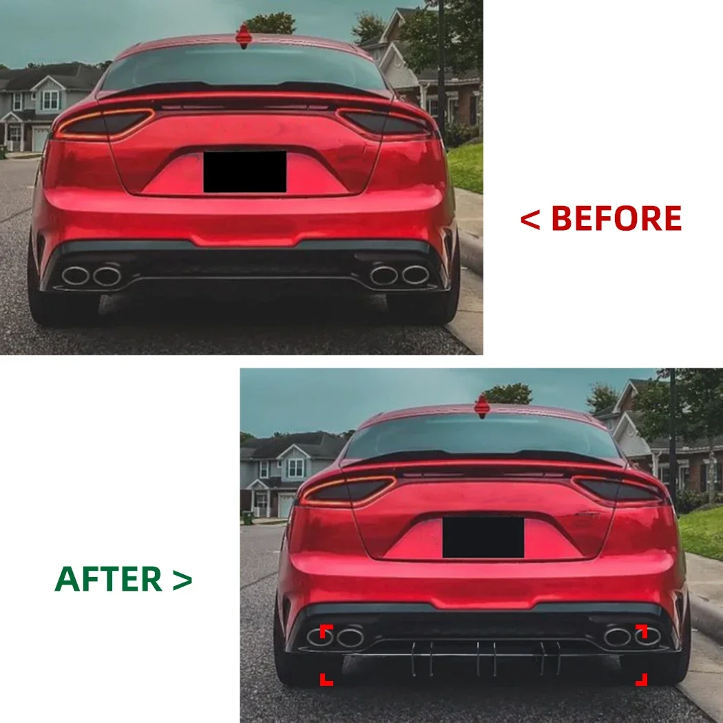 1PCS ABS Black Blade Style Add-On Rear Bumper Diffuser Valance Splitter For KIA Stinger 2017 2018 2019 2020 Pre-Facelift