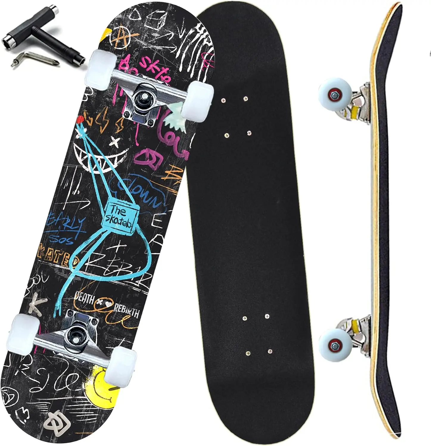 

Complete Skateboard for Beginners and All Ages, 31x8 Inch Maple Deck with Double Kick Concave Design