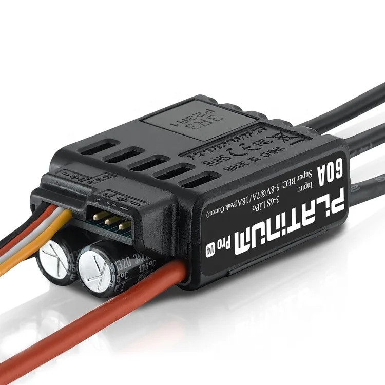 Hobbywing Platinum Pro V4 Brushless ESC 60A ตัวควบคุมความเร็วแบบอิเล็กทรอนิกส์สำหรับแบตเตอรี่ลิโพ 3-6S พร้อม BEC สำหรับโดรน RC เครื่องบิน FPV