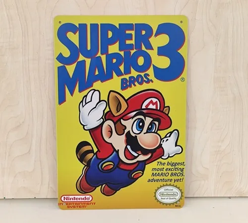 Y1, Super Bros 3 Video Game Metal Poster - Placa de Metal Tamanho: 20*30cm (8*12 polegadas)