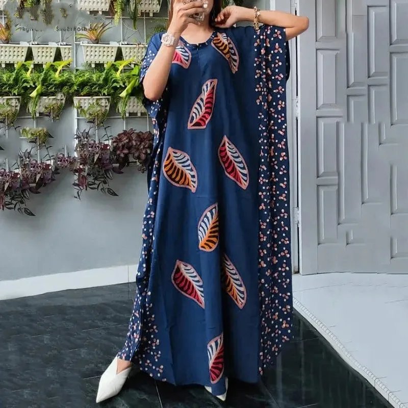 Kobiety Jesień Elegancka Okrągła Szyja Maxi Sukienka Casual Luźny Kwiatowy Nadruk Długi Rękaw Boho Wakacyjne Plażowe Sukienki Wieczorowe Jesienne Szaty