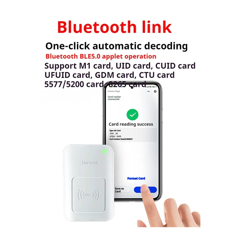 Imagem -03 - Dispositivo de Leitura e Gravação Nfc Leitor de Cartão Decodificador Criptografado do Controle de Acesso Compatível com Bluetooth