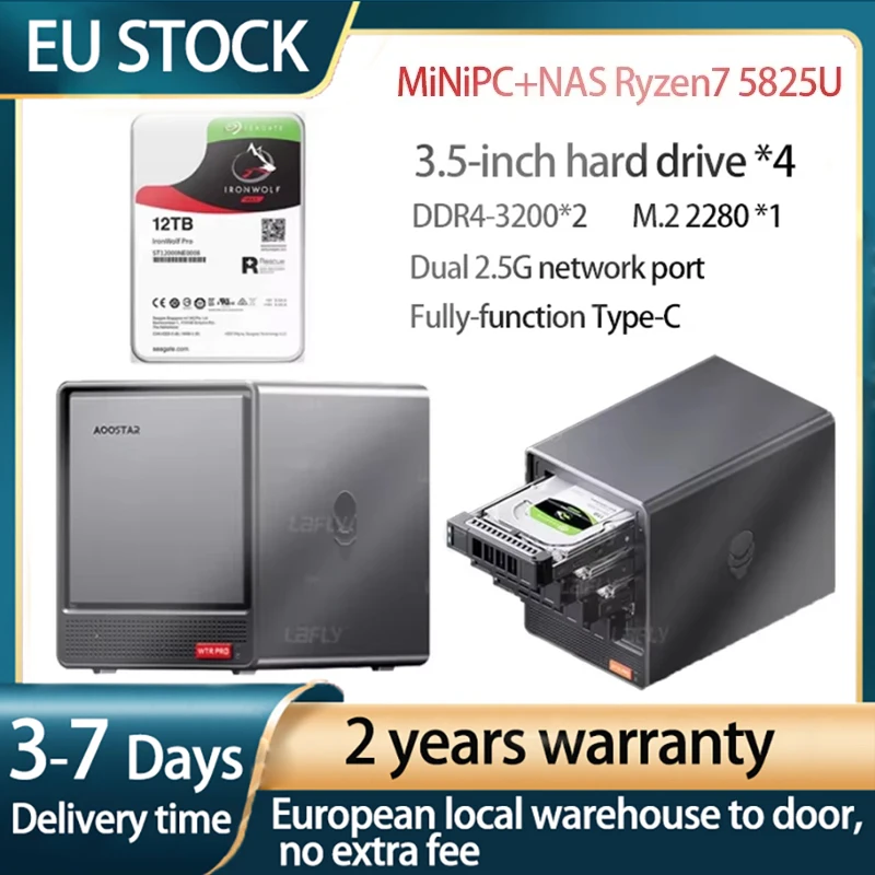 AOOSTAR 2025 WTR PRO Mini PC + Nas Host Intel N150/AMD 5825U Computadora de escritorio AMD5825U Hogar