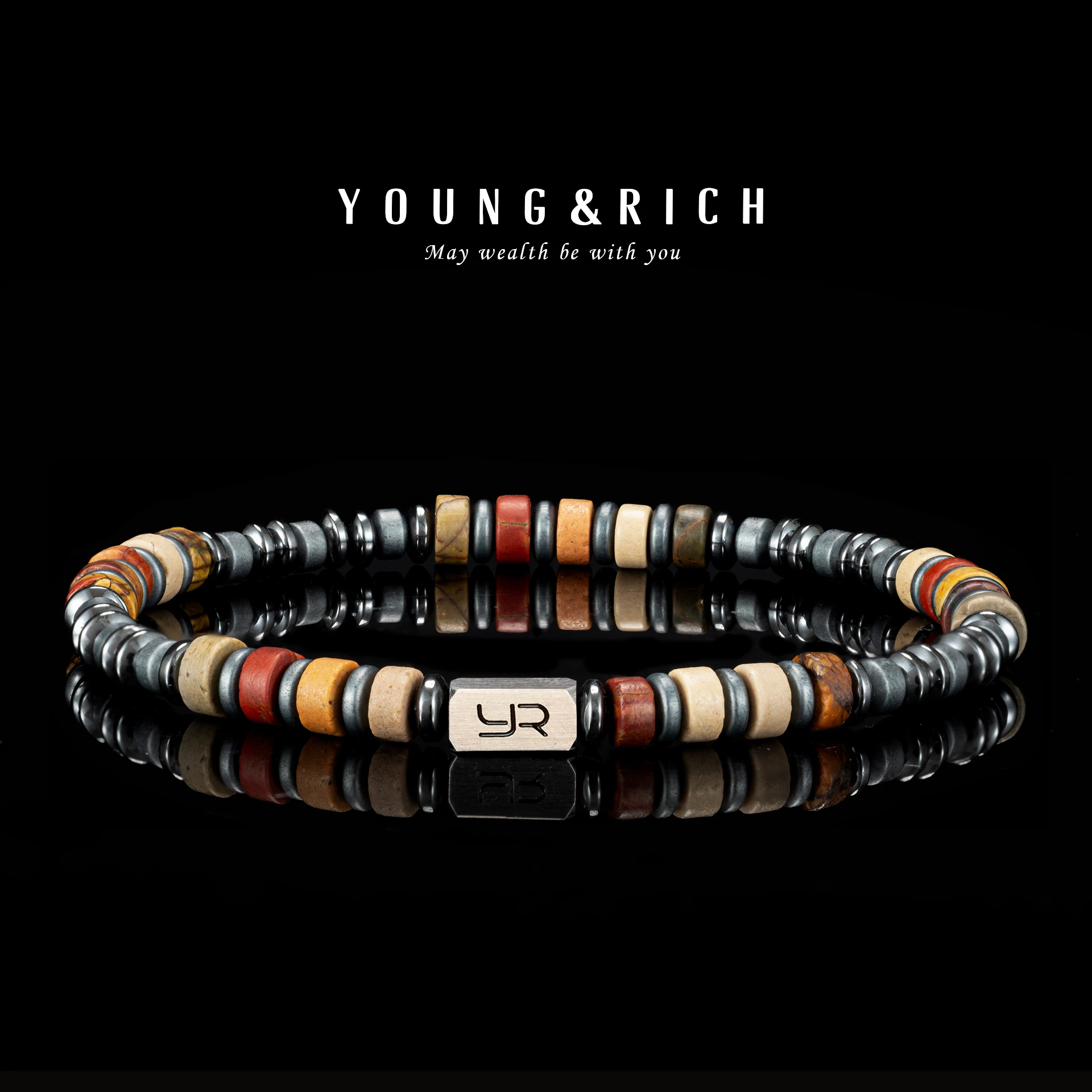 

YOUNG&RICH Luxury Picasso Jasper Hematite Bracelet 4mm Bohemian Style Niche Accessory Handcrafted Unisex Bracelet