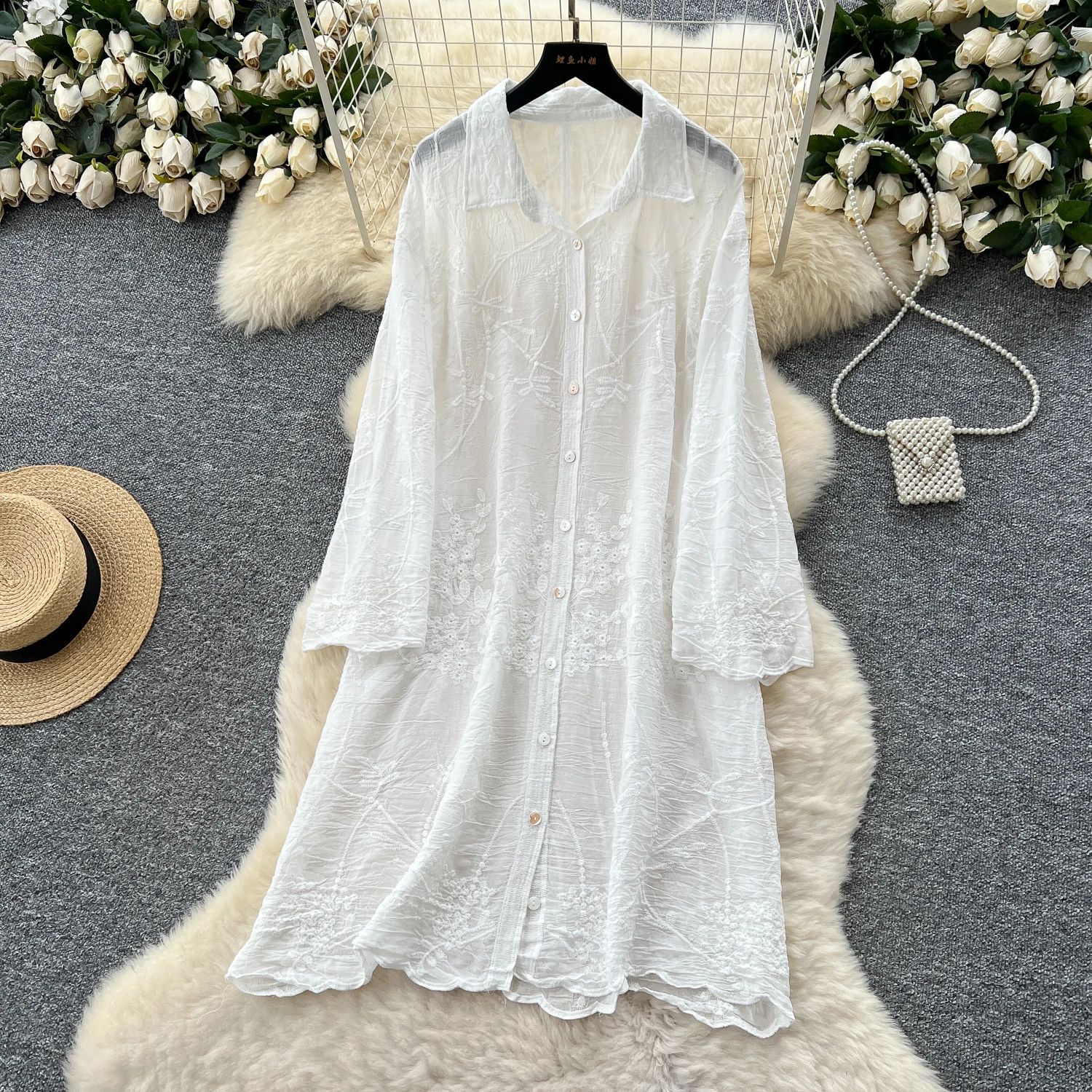 

SuperAen элегантная рубашка в китайском стиле с длинными рукавами для женщин, винтажные летние новые свободные жаккардовые модные платья