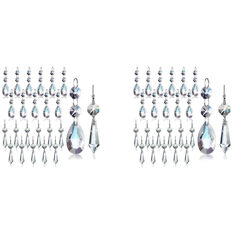 

LUDA 48 Pcs Chandelier Crystal Prisms Pendants Set 38 Mm Clear Teardrop Icicle Chandelier Crystals Parts Replacement Crystals