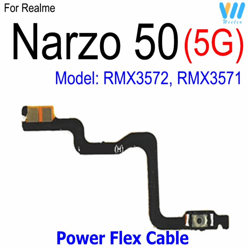 Power Volume Buttons For Realme Narzo 50 50i 50A Prime 4G 5G ON OFF Power Volume Switch Side Keys Flex Ribbon Flex Cable Parts