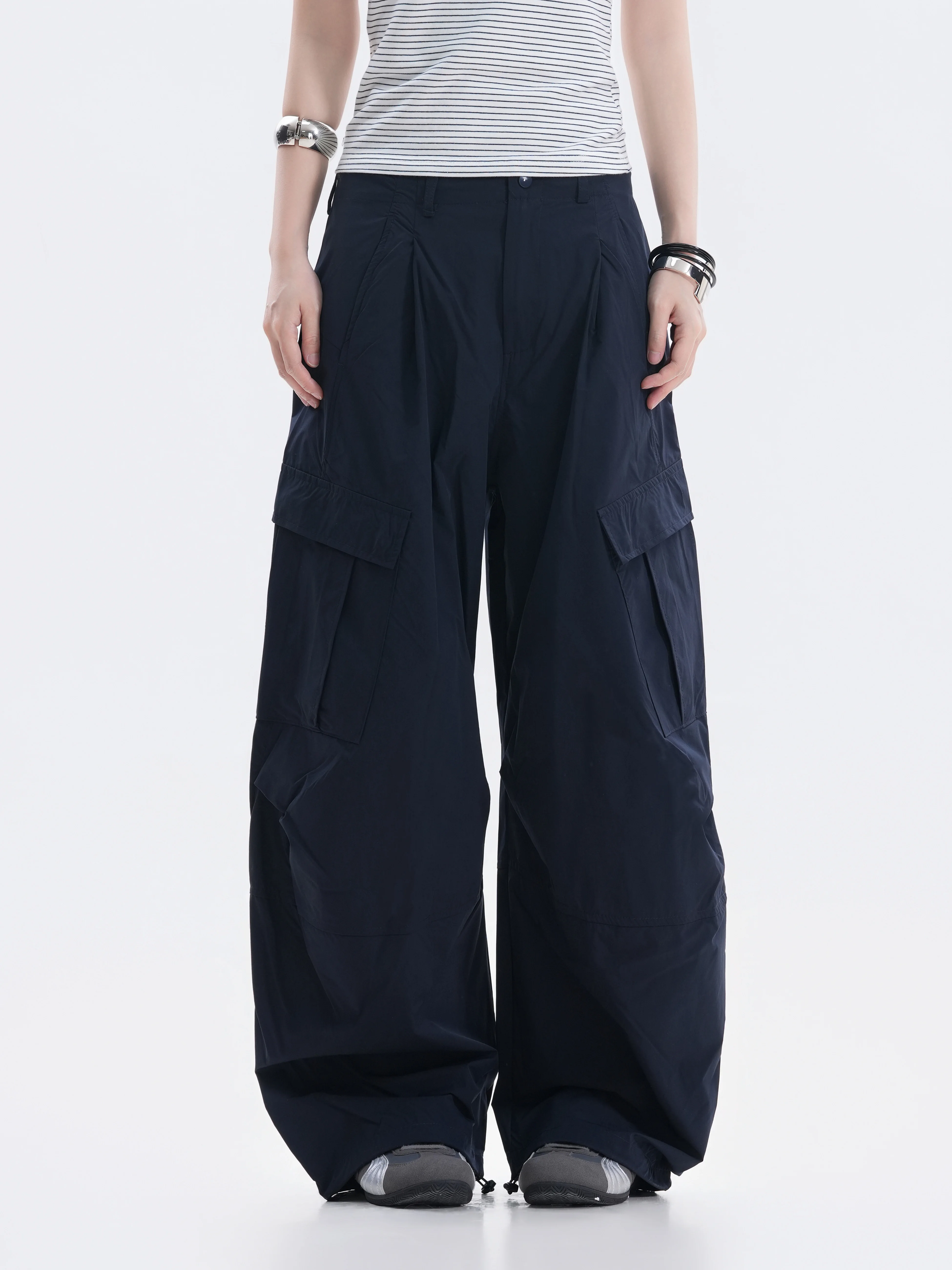 Street Style Worn-look Workwear Pants Couple's Functional Trousers with Pockets Casual Straight-leg Pants for Men And Women