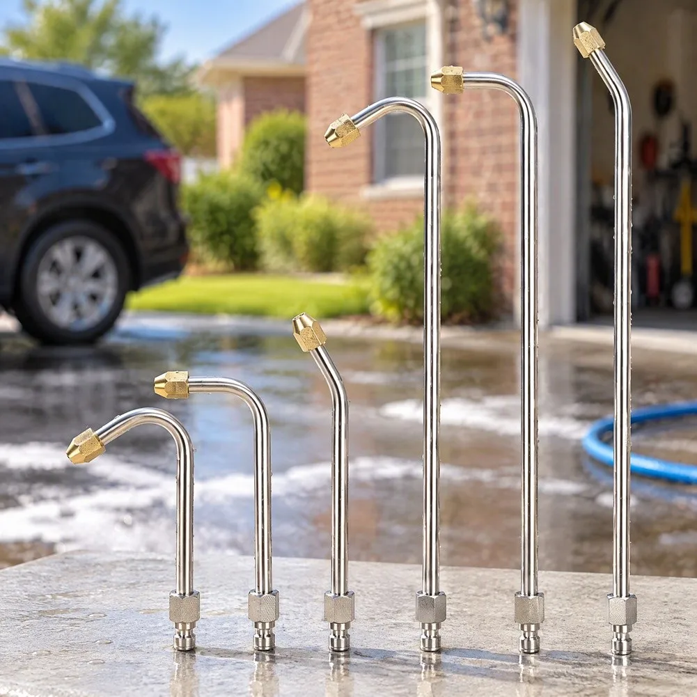Stainless Steel 90 Degree Angle Extension Wand With 1/4 Inch Quick Connect For High Pressure Washer Car Cleaning And For Surface