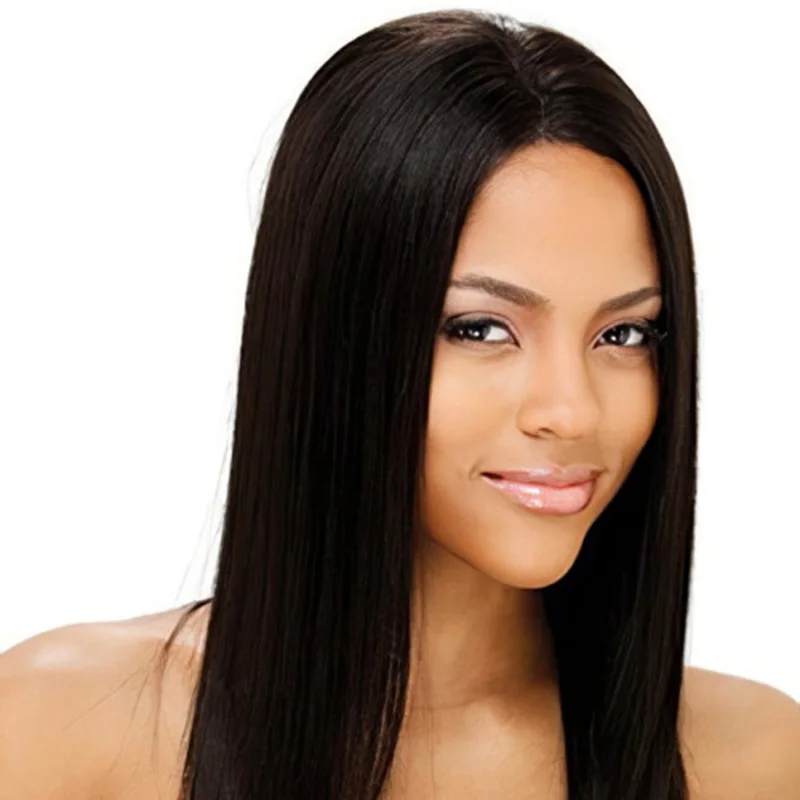 

100% Human Hair Wig Silky Straight #1B Lace Front Wigs 100% Indian Remy Human Hair for Women