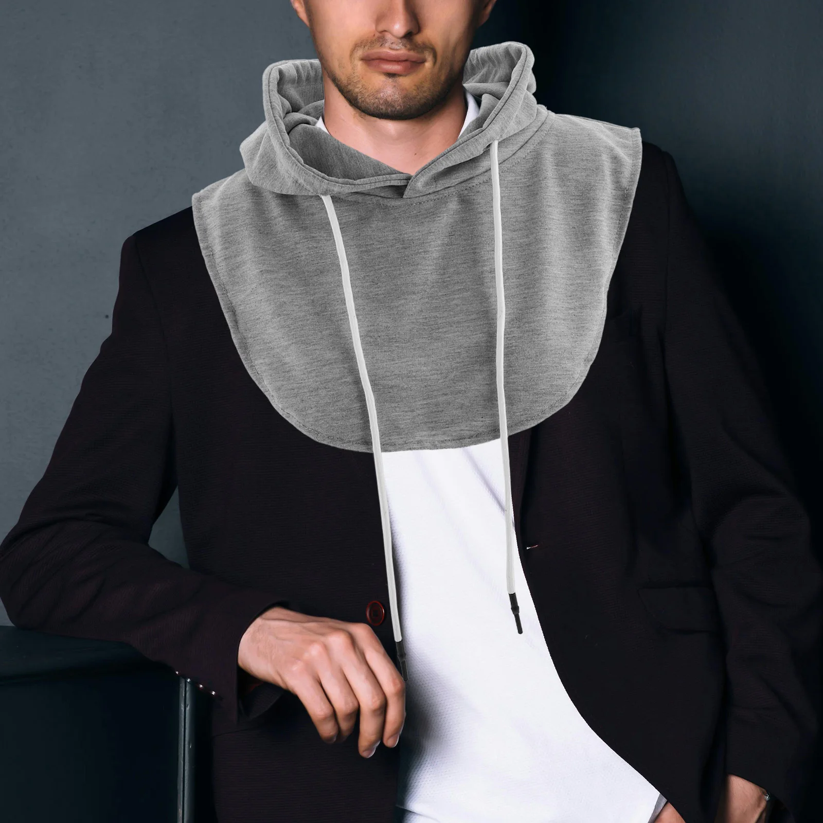 بلوزة بغطاء للرأس وياقة قميص مزيفة قابلة للفصل للرجال والنساء برقبة صناعية وإكسسوارات طبقات شتوية بديلة #6