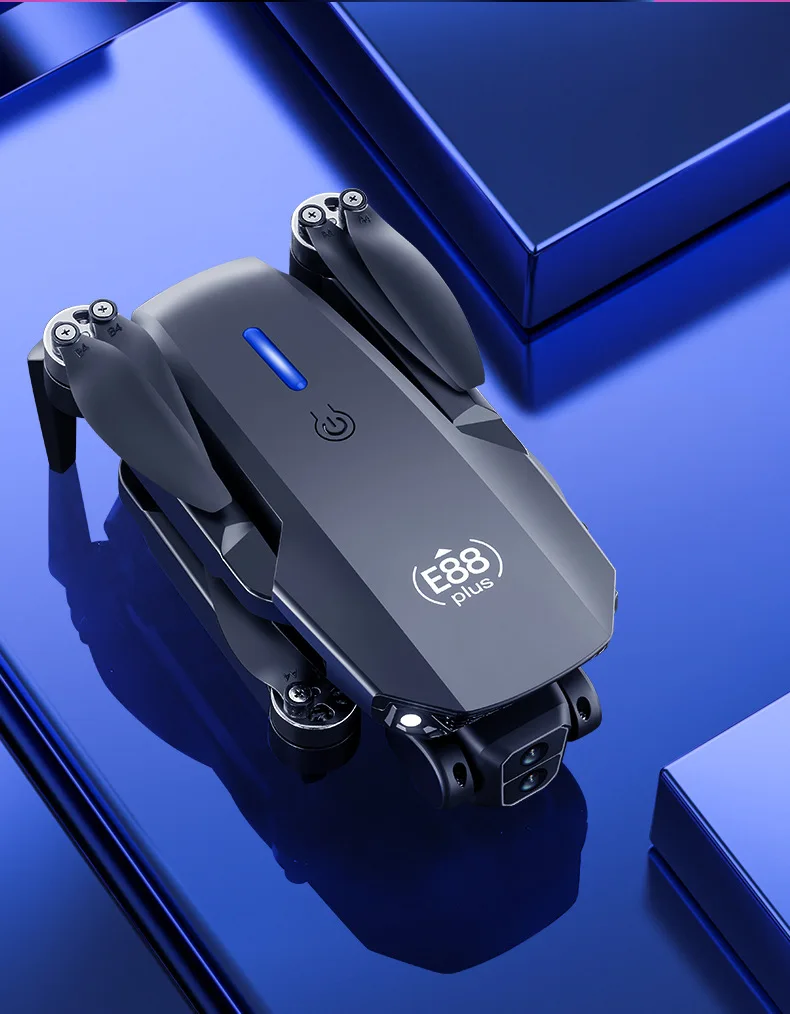 E88 Plus RC Quadcopter Drone with 90° Adjustable Camera - Brushless Motors, Optical Flow, Ideal RC Toy