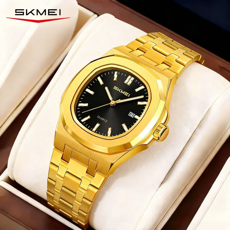 SKMEI Stylish Men's Watch, Business Waterproof Quartz Watch, Fashion Hot-Selling Steel Band Quartz Watch