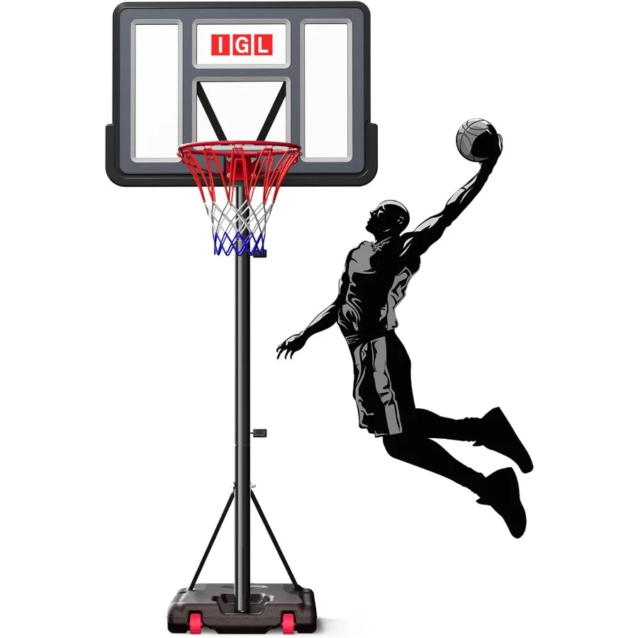 

Portable Basketball Hoop 10ft Height Adjustable Outdoor Basketball Goals with 44 Inch Shatterproof Backboard for Backyard Drive