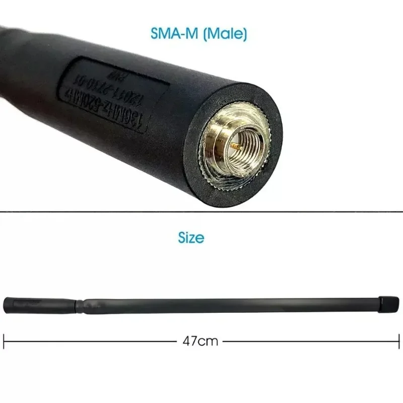 48cm 33cm CS Tactical Antenna TNC Connector SMA-M Dual Band VHF/UHF 136MHz-520MHz Foldable For ICOM Yaesu Vertex VX-3R VX-7R