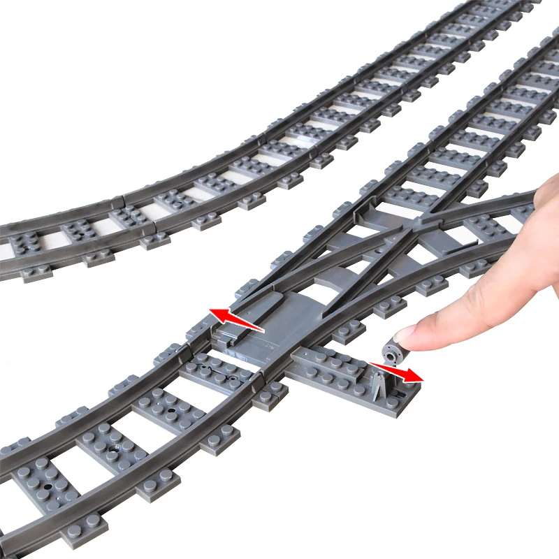 MOC City Train Rail Crossing Tracks Set Stud Gap Triple Switch Bricks Building Blocks Technical Enlighten Toys for kids