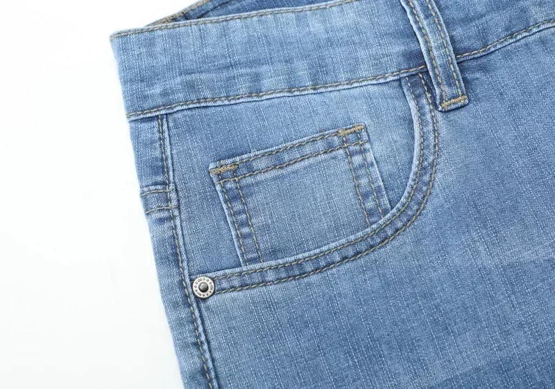 2026 Summer Brand Clothing Men's Straight Loose Lightweight Jeans Classic Badge Business Casual Thin Cotton Stretch Pants